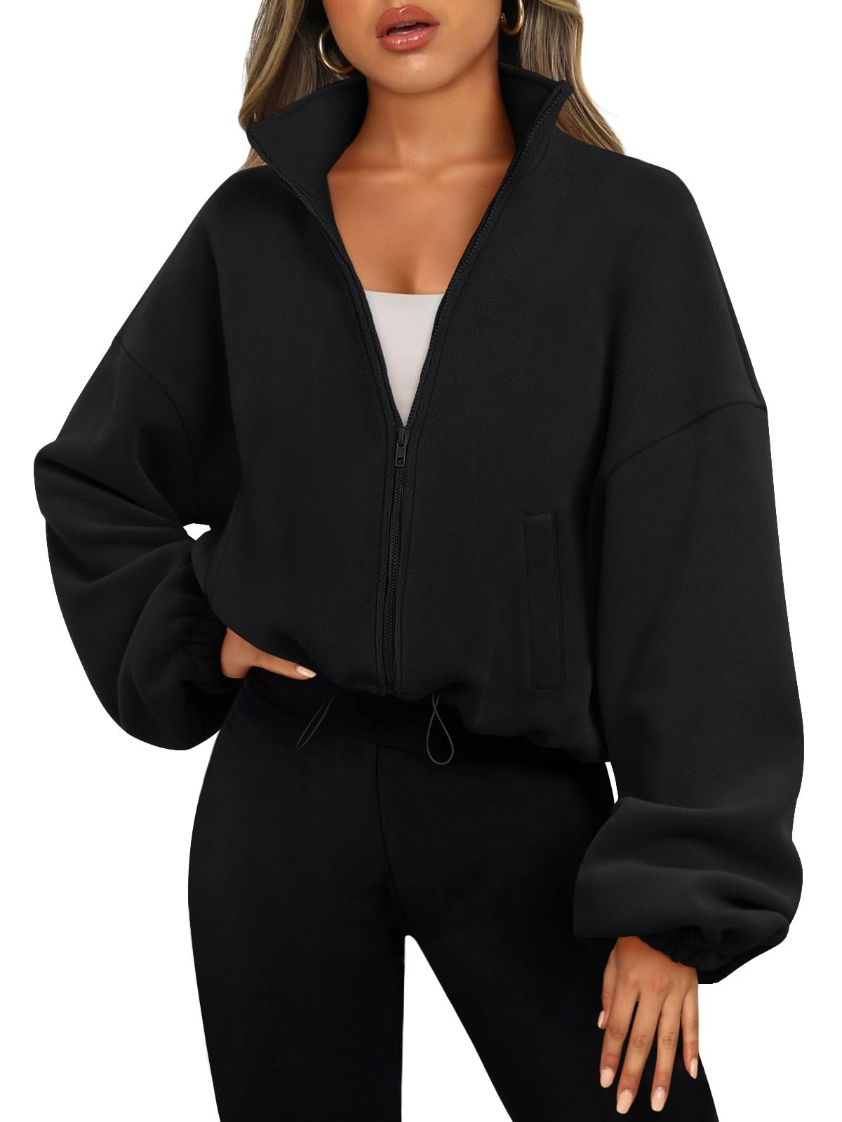 AUTOMET Womens Fleece Jackets Zip Up Oversized Sweatshirts Winter Clothes Long Sleeve Crop Sherpa Fall Outfits Fashion