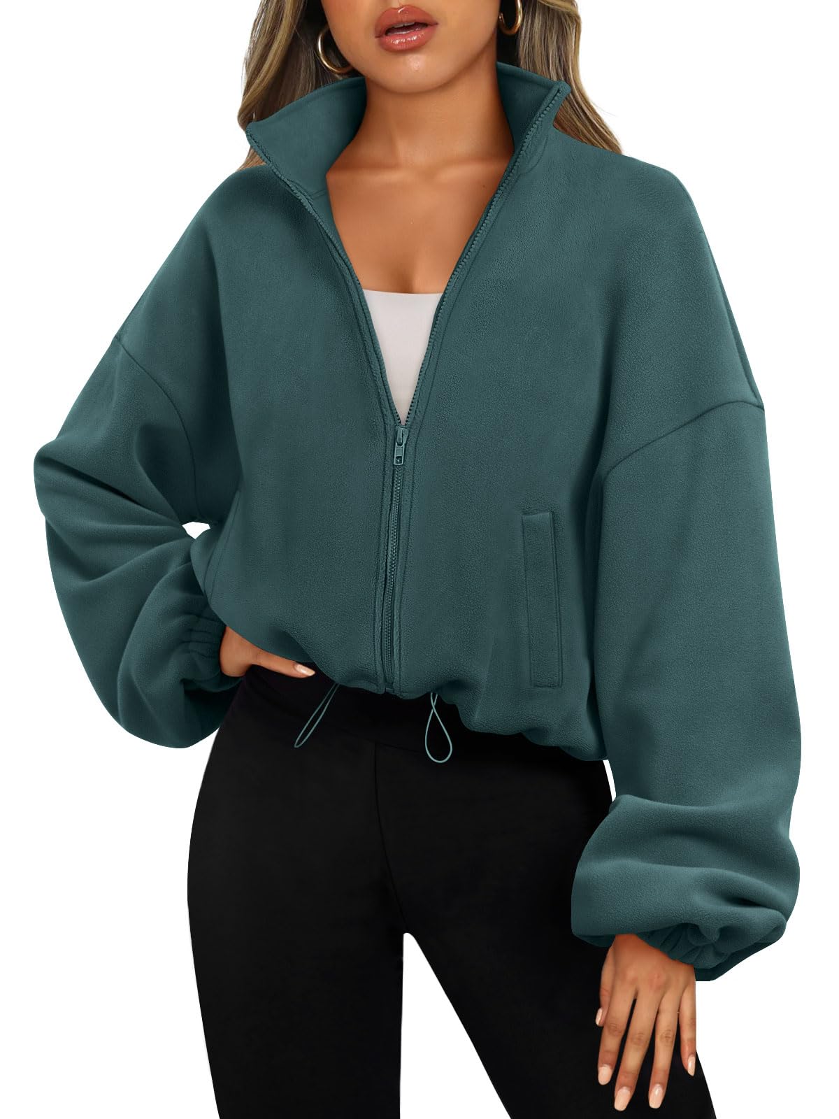 AUTOMET Womens Fleece Jackets Zip Up Oversized Sweatshirts Winter Clothes Long Sleeve Crop Sherpa Fall Outfits Fashion