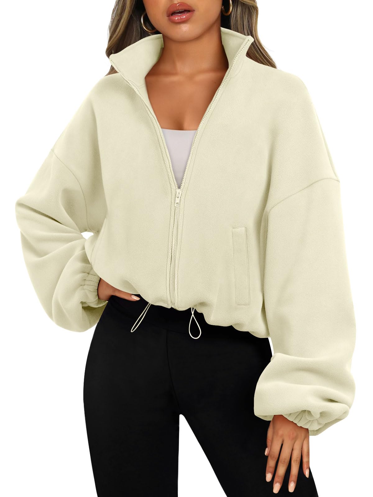 AUTOMET Womens Fleece Jackets Zip Up Oversized Sweatshirts Winter Clothes Long Sleeve Crop Sherpa Fall Outfits Fashion