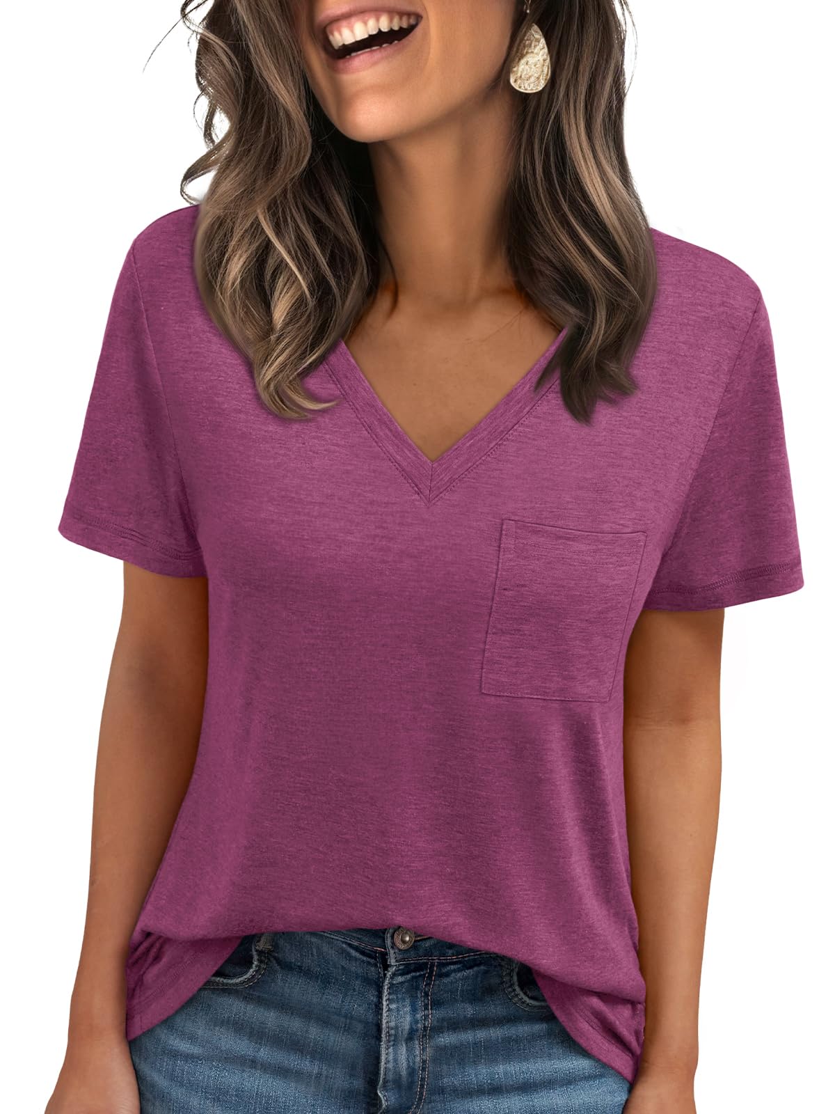 AUTOMET T Shirts for Women Short Sleeve Shirts V Neck Plus Size Summer Tops Casual Beach Vacation Outfits Clothes 2025