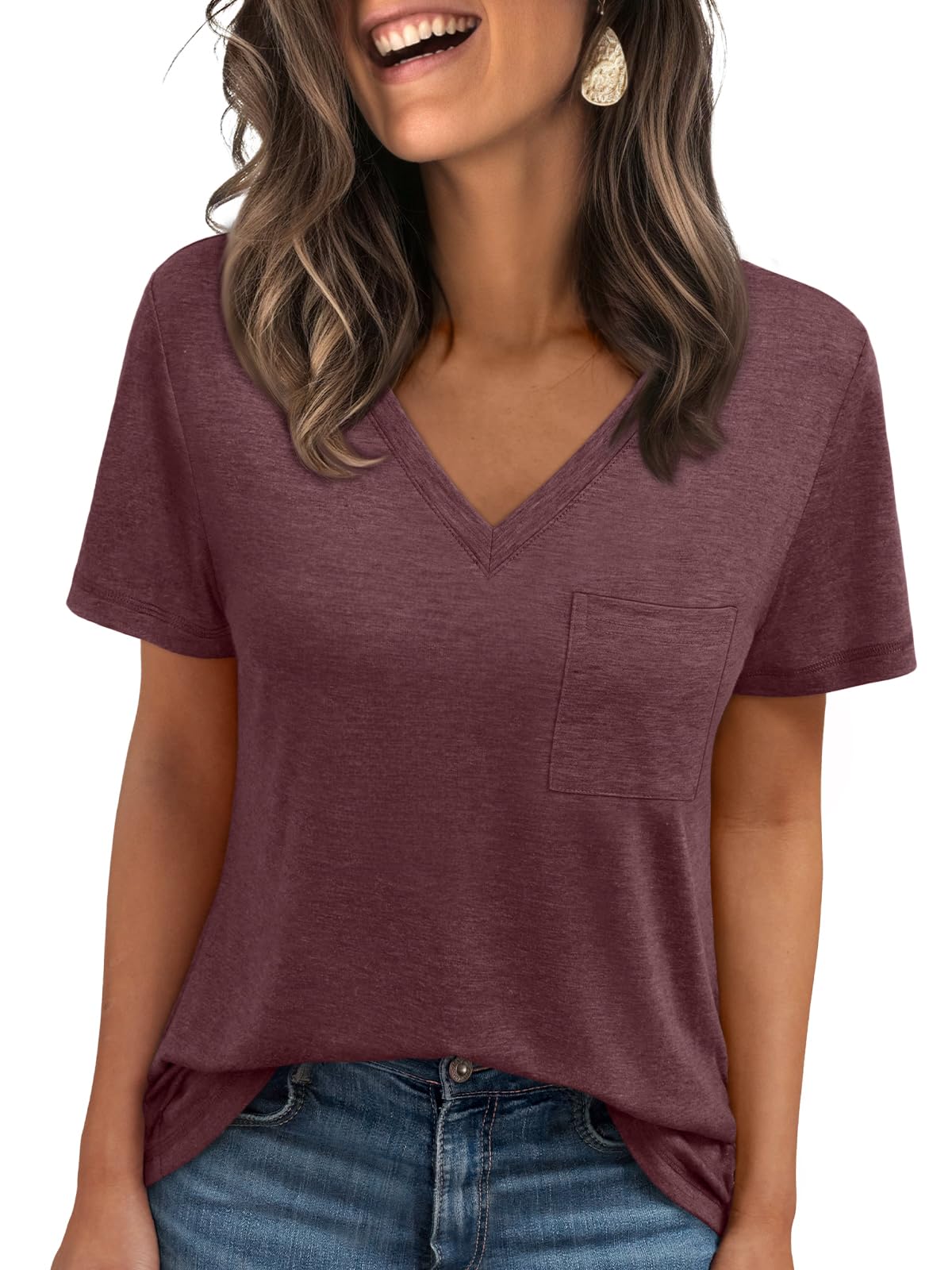 AUTOMET T Shirts for Women Short Sleeve Shirts V Neck Plus Size Summer Tops Casual Beach Vacation Outfits Clothes 2025