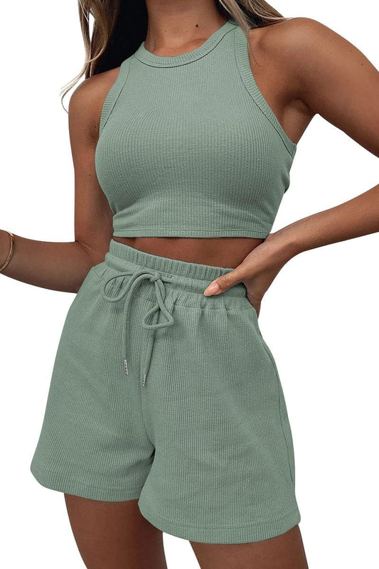AUTOMET Womens 2 Piece Shorts Lounge Sets Two Piece Summer Workout Outfits Beach Vacation Trendy 2025 Clothes