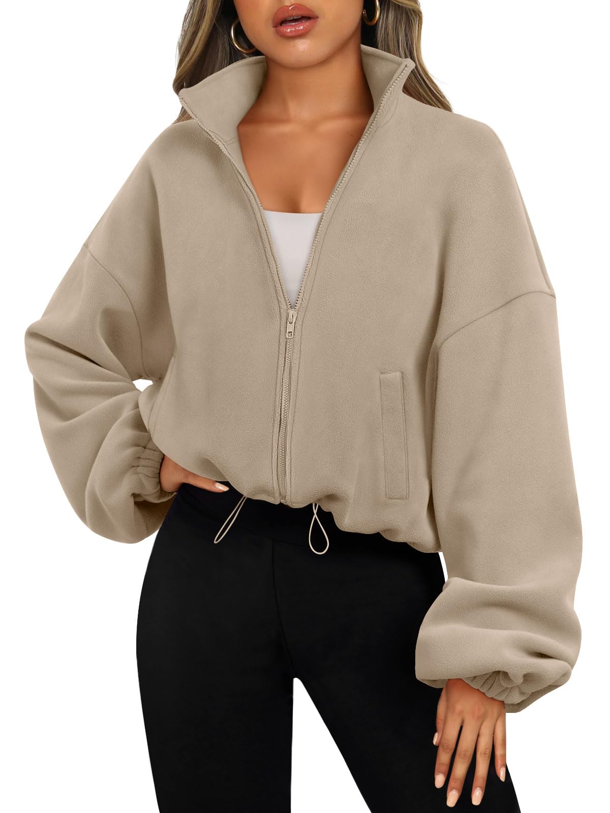 AUTOMET Womens Fleece Jackets Zip Up Oversized Sweatshirts Winter Clothes Long Sleeve Crop Sherpa Fall Outfits Fashion