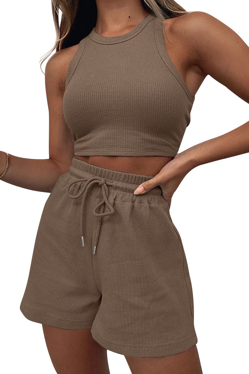 AUTOMET Womens 2 Piece Shorts Lounge Sets Two Piece Summer Workout Outfits Beach Vacation Trendy 2025 Clothes
