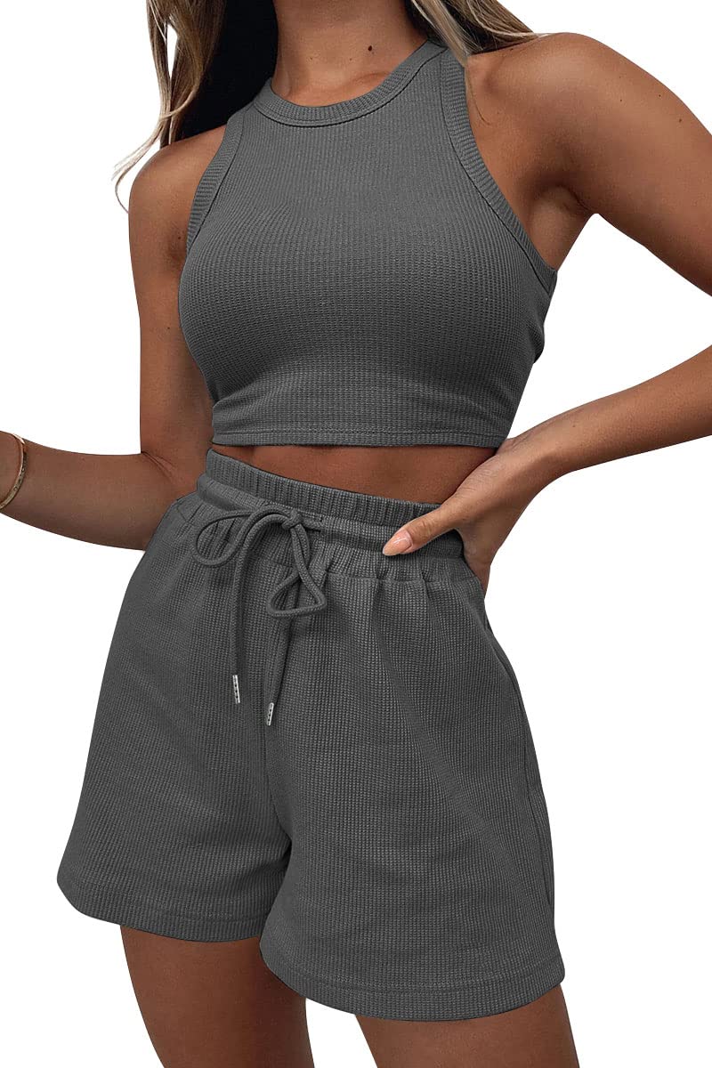 AUTOMET Womens 2 Piece Shorts Lounge Sets Two Piece Summer Workout Outfits Beach Vacation Trendy 2025 Clothes