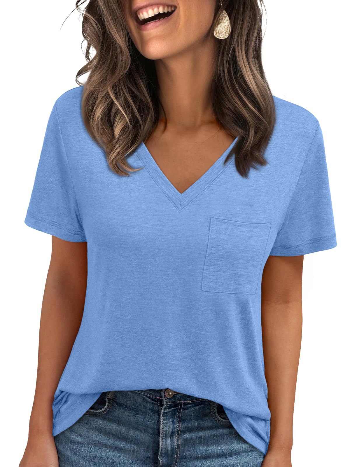 AUTOMET T Shirts for Women Short Sleeve Shirts V Neck Plus Size Summer Tops Casual Beach Vacation Outfits Clothes 2025