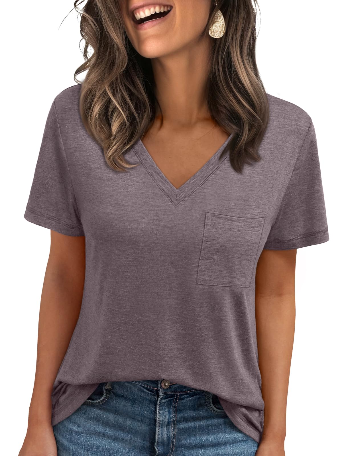 AUTOMET T Shirts for Women Short Sleeve Shirts V Neck Plus Size Summer Tops Casual Beach Vacation Outfits Clothes 2025