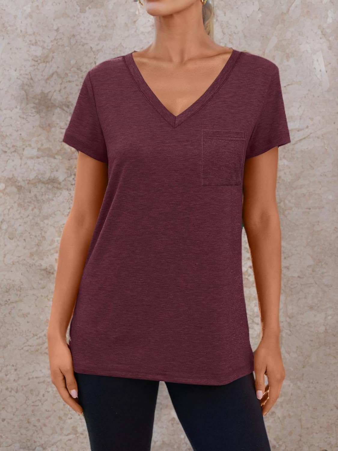 AUTOMET T Shirts for Women Short Sleeve Shirts V Neck Plus Size Summer Tops Casual Beach Vacation Outfits Clothes 2025