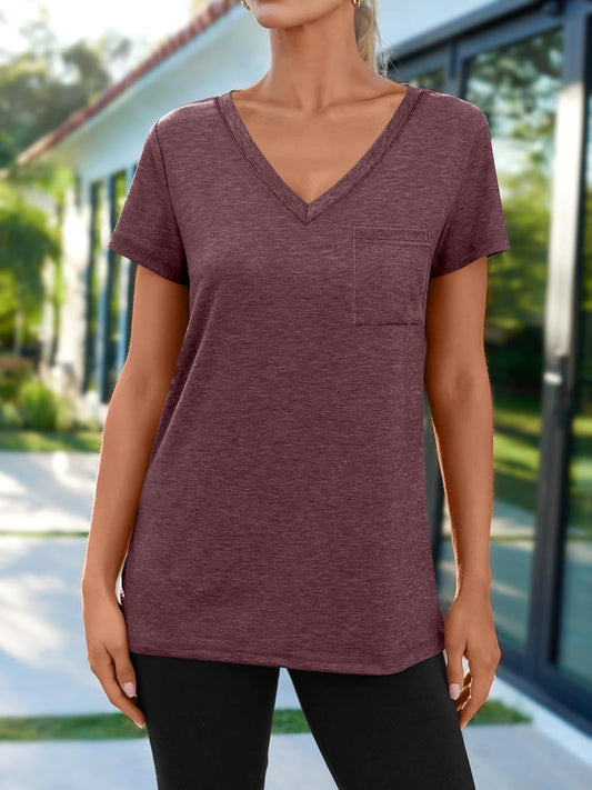 AUTOMET T Shirts for Women Short Sleeve Shirts V Neck Plus Size Summer Tops Casual Beach Vacation Outfits Clothes 2025