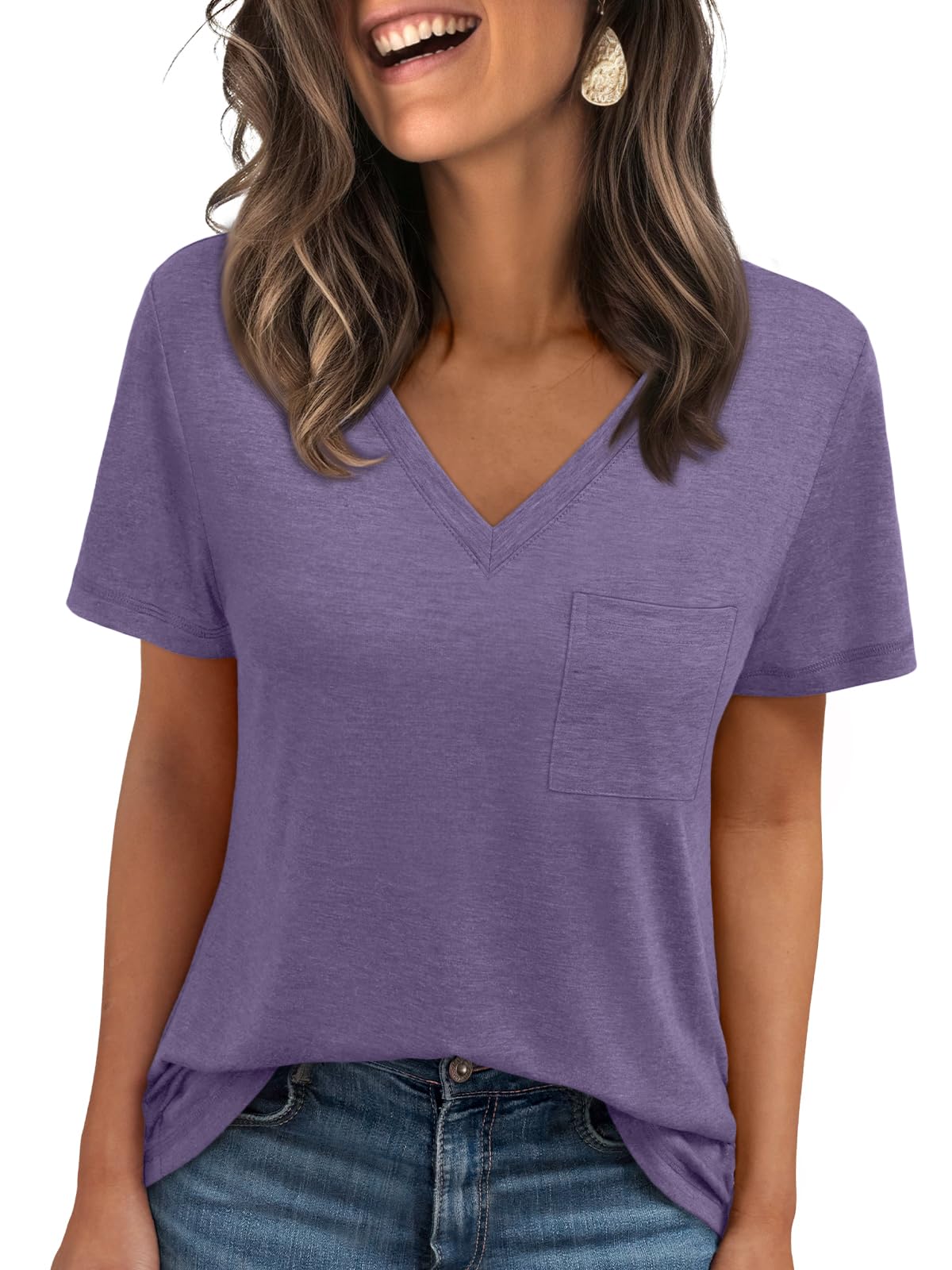 AUTOMET T Shirts for Women Short Sleeve Shirts V Neck Plus Size Summer Tops Casual Beach Vacation Outfits Clothes 2025