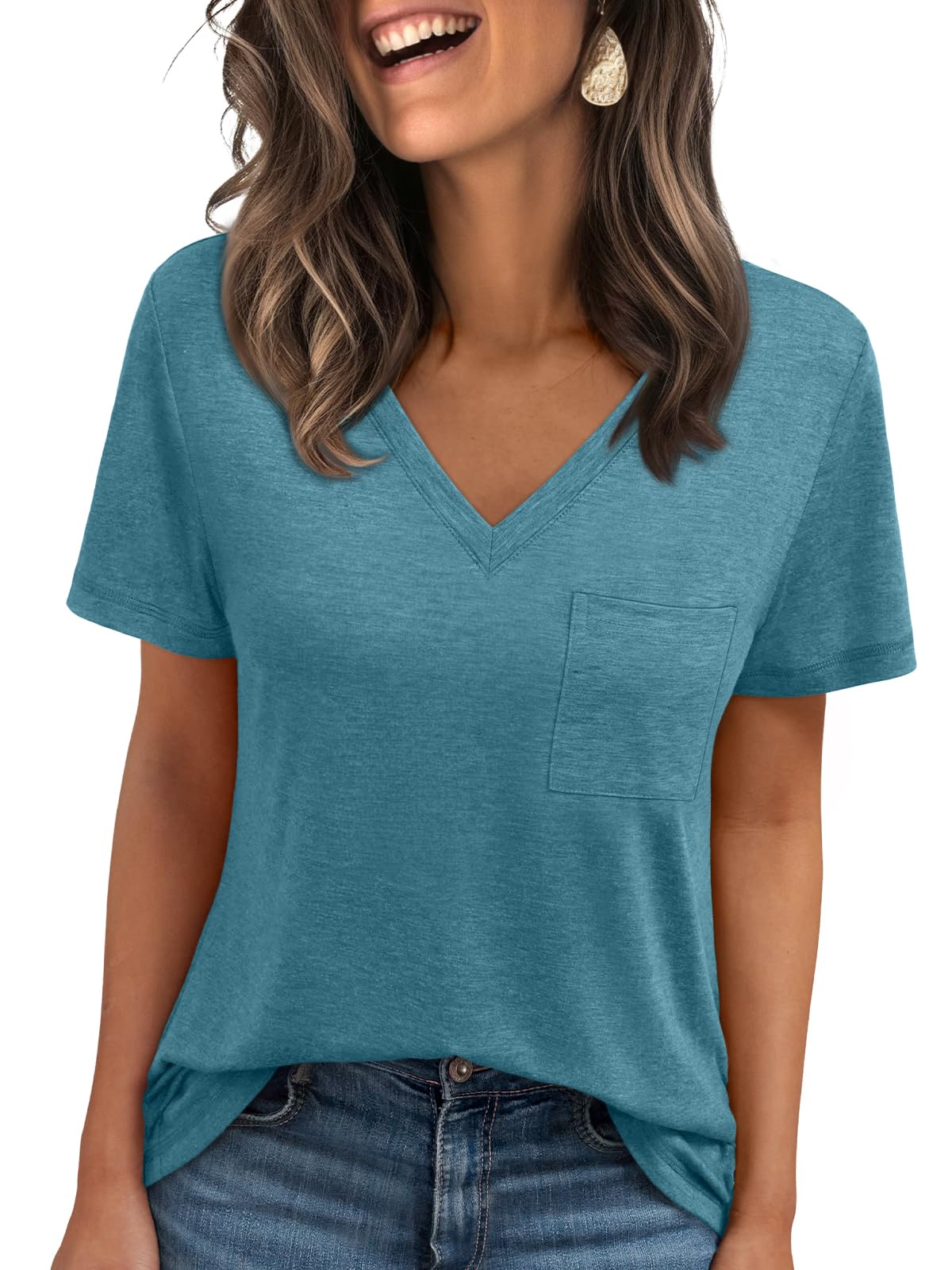 AUTOMET T Shirts for Women Short Sleeve Shirts V Neck Plus Size Summer Tops Casual Beach Vacation Outfits Clothes 2025