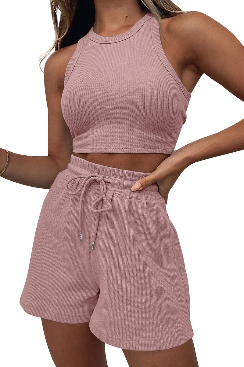 AUTOMET Womens 2 Piece Shorts Lounge Sets Two Piece Summer Workout Outfits Beach Vacation Trendy 2025 Clothes