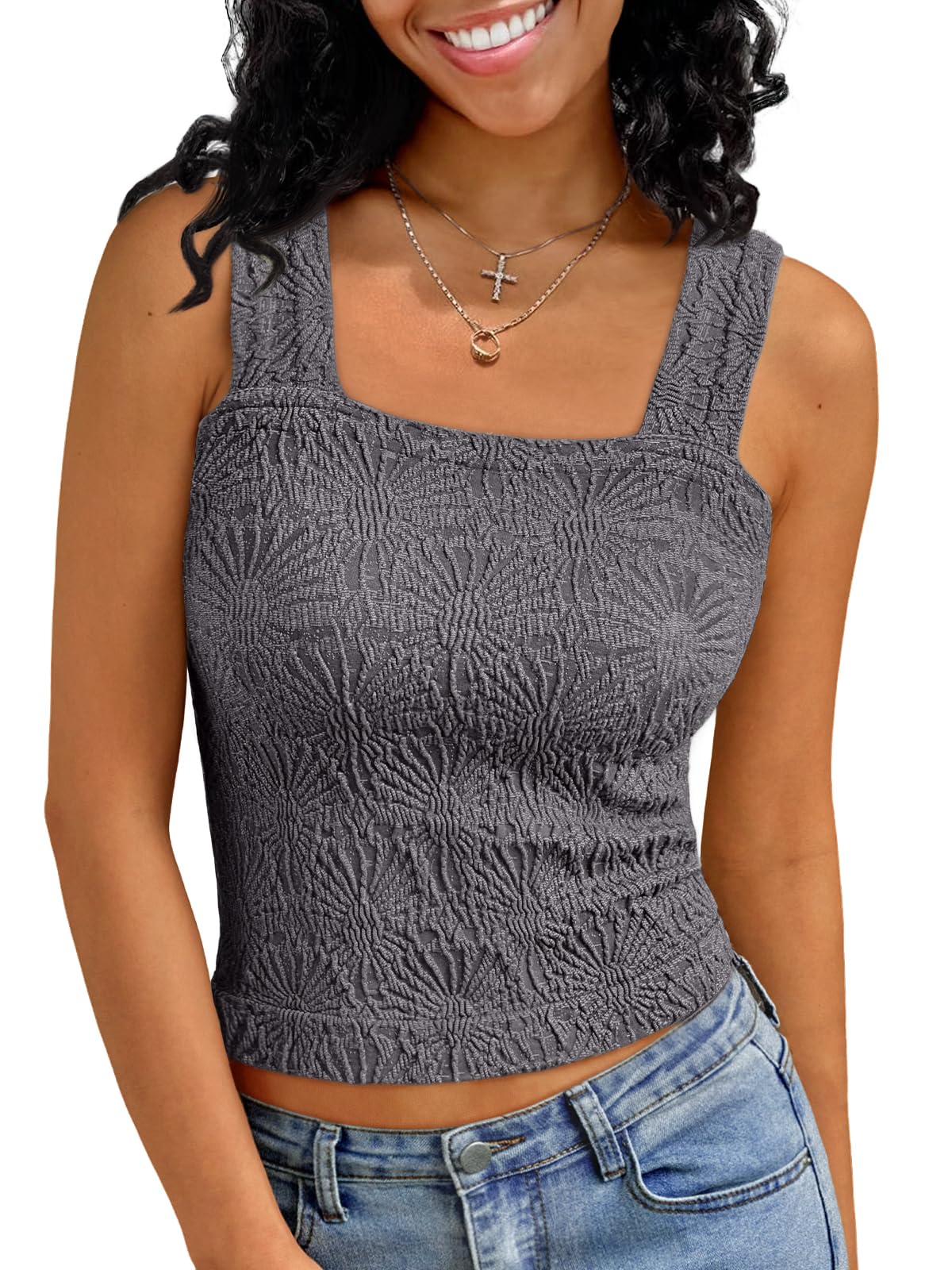 AUTOMET Women Tank Tops 2025 Summer Square Neck Crop Top Trendy Going Out Vacation Outfit Cami Sleeveless Y2k Clothes Fashion